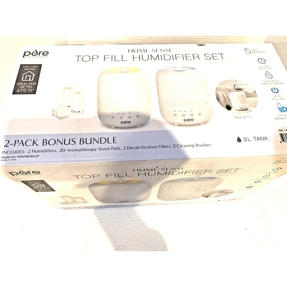 Pure Enrichment Top Fill Humidifier Set Bundle, 2-Pack Used No Pads - NO PHOTOS - Picture 3 of 5